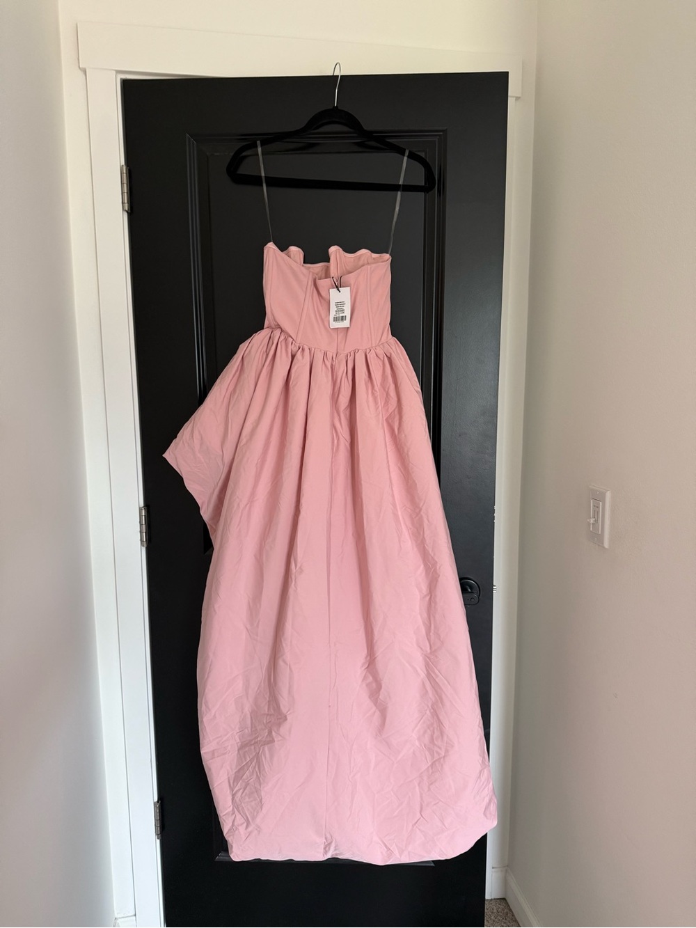 Showpo Seraphina Maxi Dress - Strapless Asymmetrical Bubble Hem Dress in Pink - Picture 8 of 9